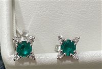 Orecchini Floriddia Gioielli Donna in Oro bianco Smeraldo 0.54 Ct 57563 ORECCHINI SMERALDI E BRILLANTI - 57563 ORECCHINI SMERALDI E BRILLANTI